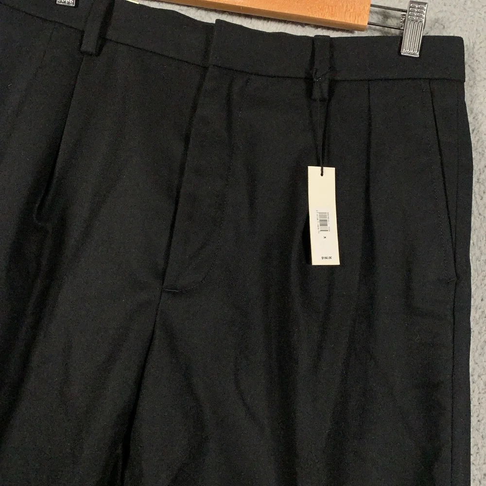 Banana Republic Wool Trouser Pant Men's 34 Black Pleated Tapered Formal Business